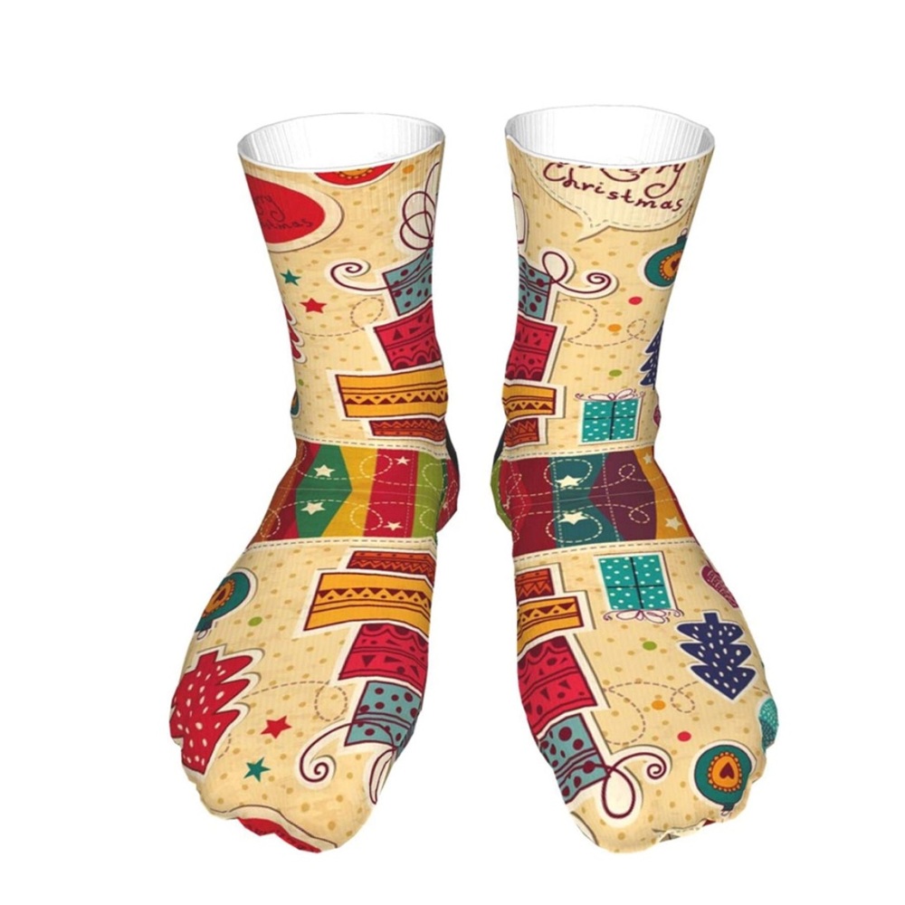 Holiday Christmas Card Unisex thick socks